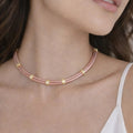 Genuine Leather Choker with 18K Gold - Plated Brass Details - ELLY