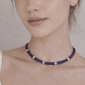 Genuine Leather Choker with 18K Gold - Plated Brass Details – Purple - ELLY