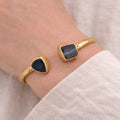 Geometric Agate Open Cuff Bracelet – Gold - ELLY