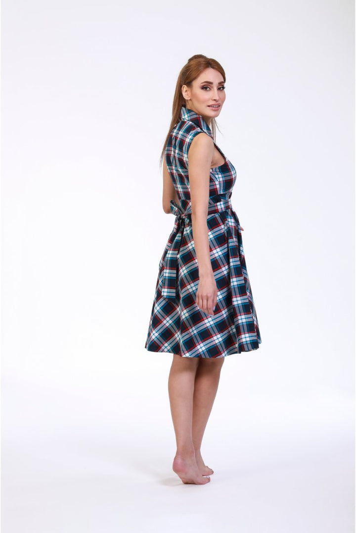 Geometric Flannel Dream Midi Dress - ELLY