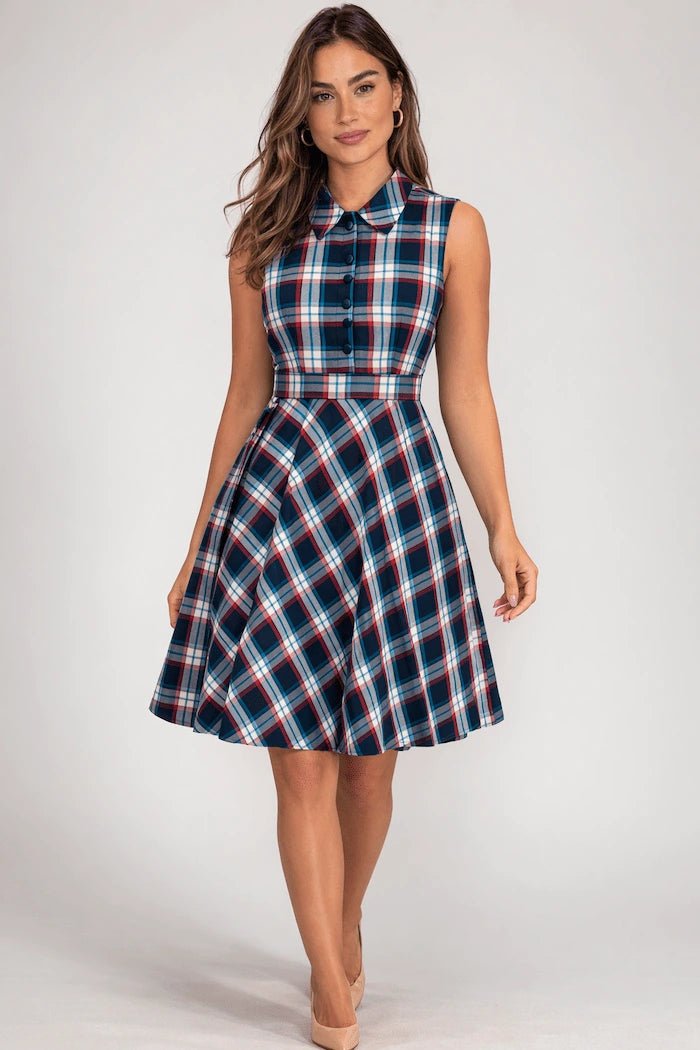 Geometric Flannel Dream Midi Dress - ELLY