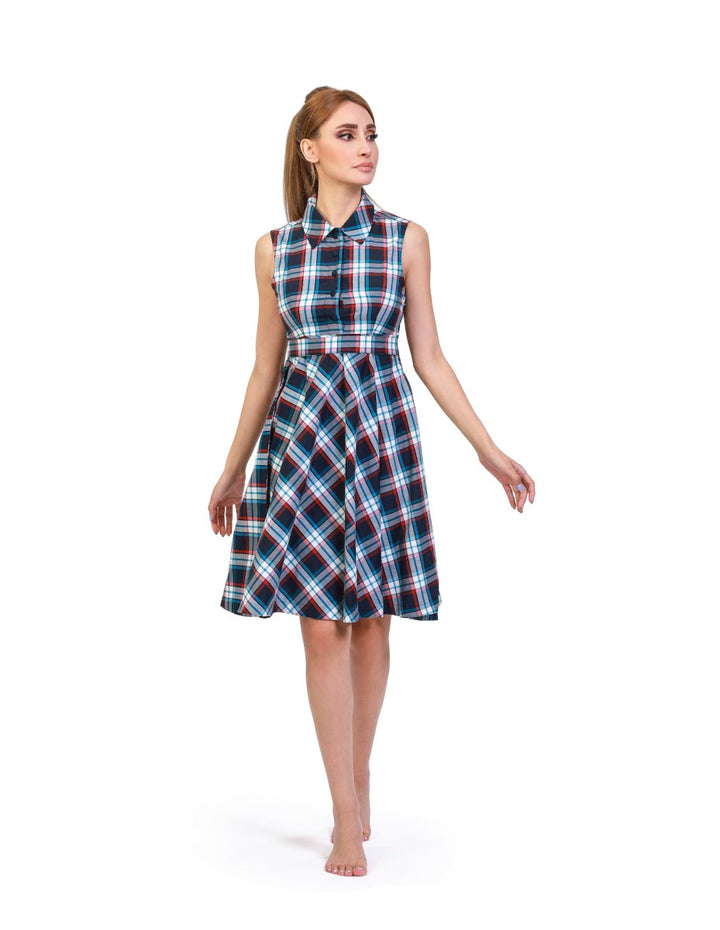 Geometric Flannel Dream Midi Dress - ELLY