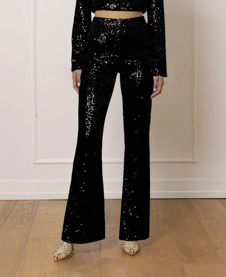 Glamorous Shine Pants - Nero Paillettes - ELLY