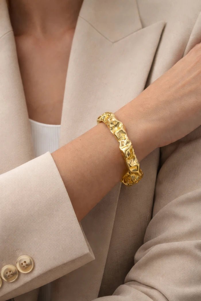 Gold Color Copper bracelet coated in rhodium - ELLY