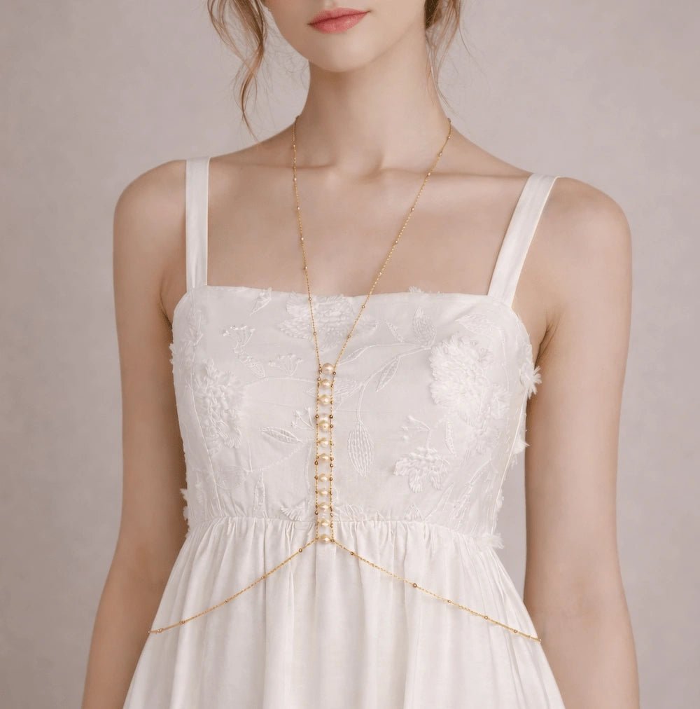 Gold & Pearl Double - Layer Necklace - ELLY
