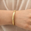 Gold Textured Stainless Steel Bangle Bracelet - ELLY