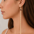 Gold - Tone Asymmetrical Zircon Drop Earrings - ELLY