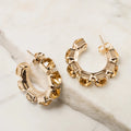 Golden Champagne Royale Crystal Hoop Earrings - ELLY