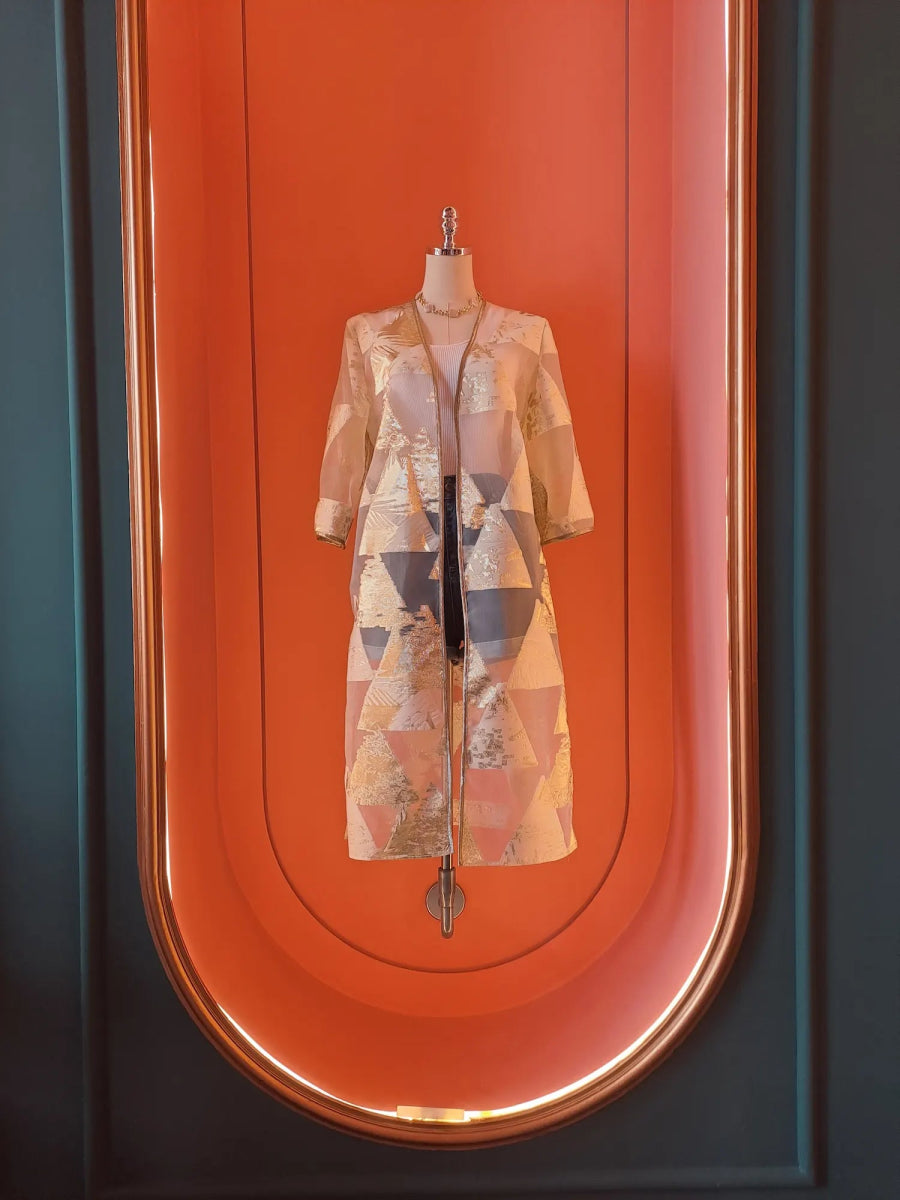 Golden Geometric Sheer Kimono - ELLY