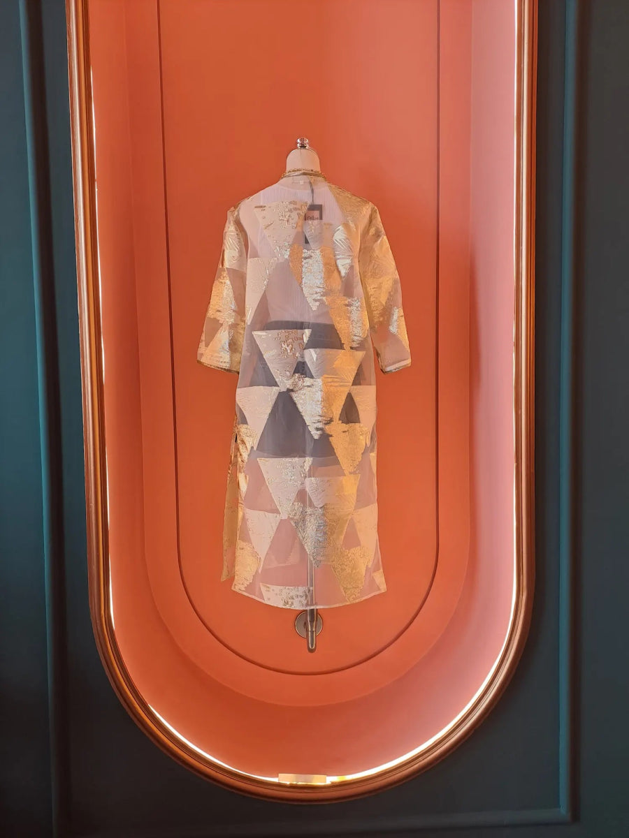 Golden Geometric Sheer Kimono - ELLY