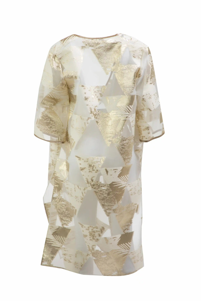 Golden Geometric Sheer Kimono - ELLY