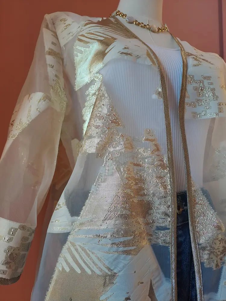 Golden Geometric Sheer Kimono - ELLY