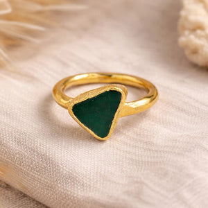 Green Agate Statement Ring – 18K Gold Plated - ELLY