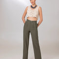 Green Linen Pants - ELLY