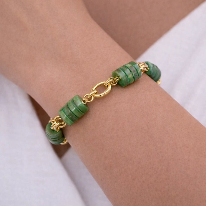 Green Nacre Link Bracelet - ELLY