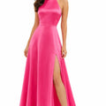 Halter - Neck Satin Midi Dress in Fuchsia – by ELLY - ELLY