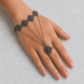 Hand Chain Bracelet with Ring – Antique Silver - ELLY