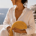 Handmade Soleil Crochet Half - Moon Clutch – Yellow - ELLY