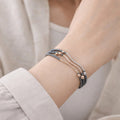 Hematite beads bracelet featuring rhodium - coated metal in three elegant colors - ELLY