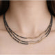 Hematite beads necklace featuring rhodium - coated metal in three elegant colors - ELLY