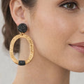 Hematite & Gold Accent Statement Earrings - ELLY