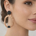 Hematite & Rose Gold Accent Statement Earrings - ELLY