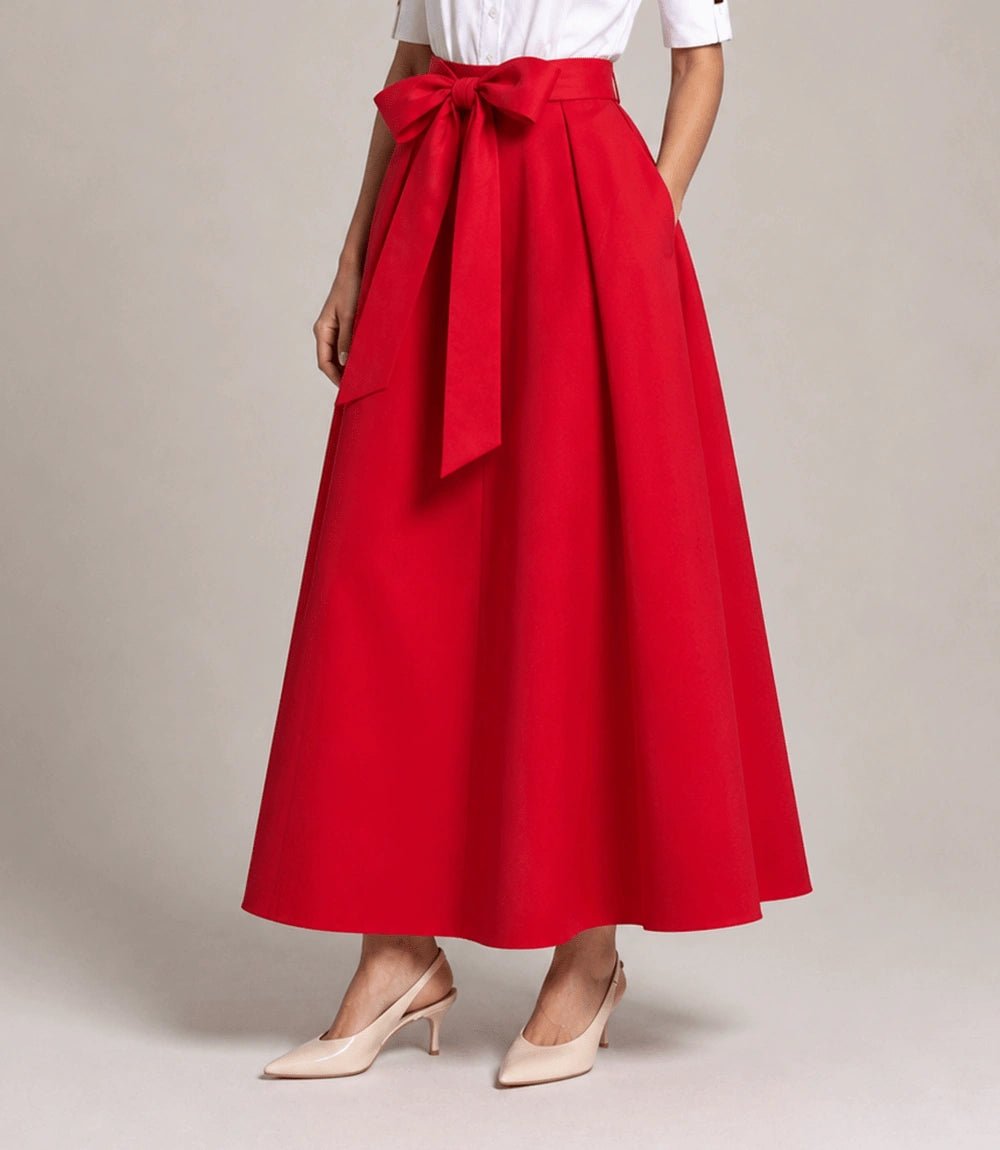 High - Waisted Cotton Sash Skirt - ELLY