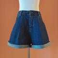 High - waisted rolled - hem shorts – Denim Blu - ELLY