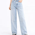 High - Waisted Straight - Leg Light Wash Jeans - ELLY