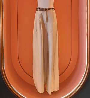 High - waisted wide - leg trousers – Light Sage - ELLY