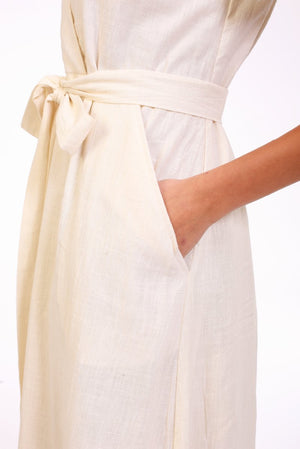 Ivory Breeze Linen Maxi Dress - ELLY