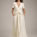 Ivory Breeze Linen Maxi Dress - ELLY