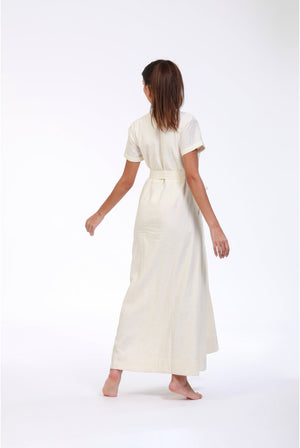 Ivory Breeze Linen Maxi Dress - ELLY