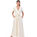 Ivory Breeze Linen Maxi Dress - ELLY