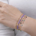 Jade Stone Layered Bracelet with Zircon Charms - ELLY