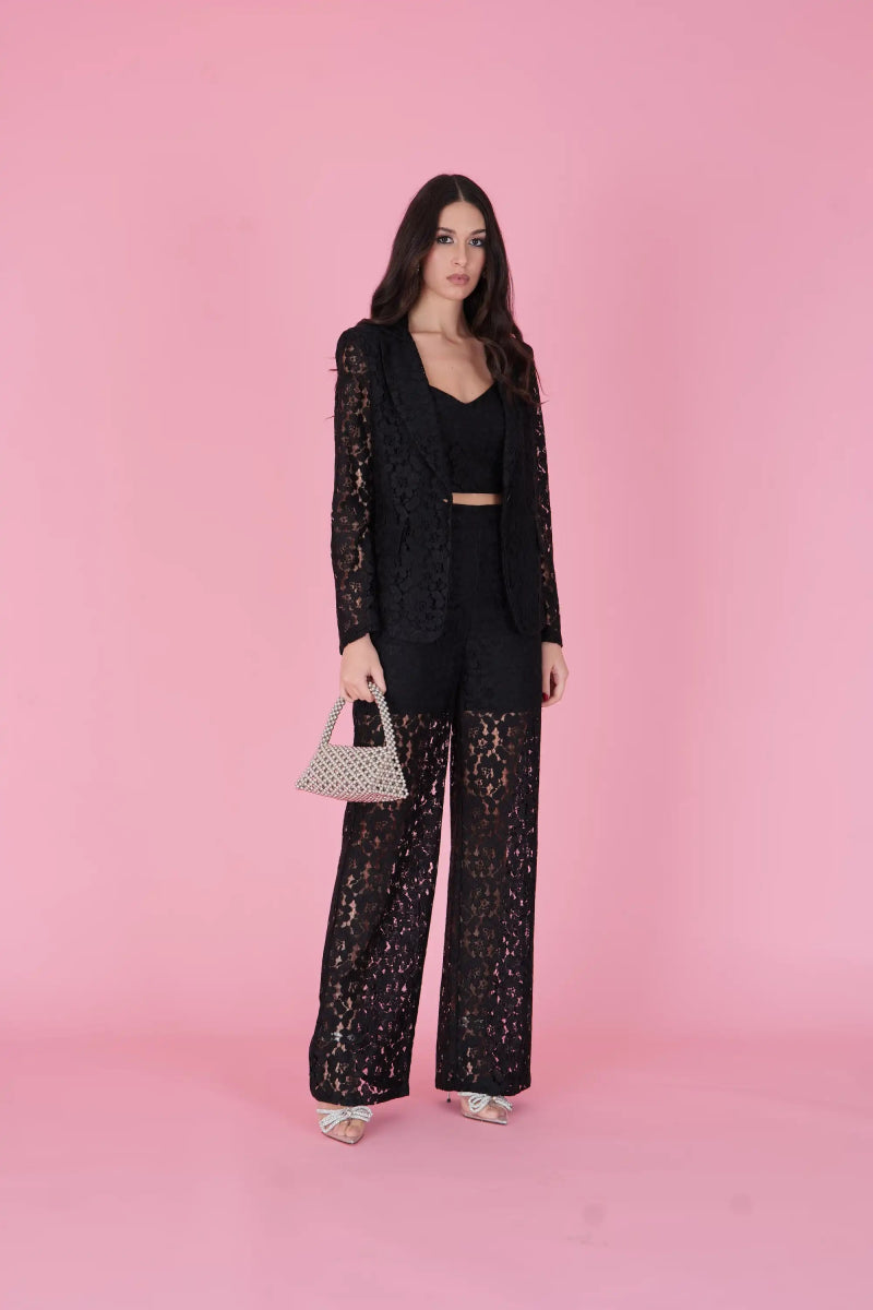 Lace Crop Top – Nero - ELLY