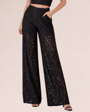Lace Wide - Leg Pants – Nero - ELLY