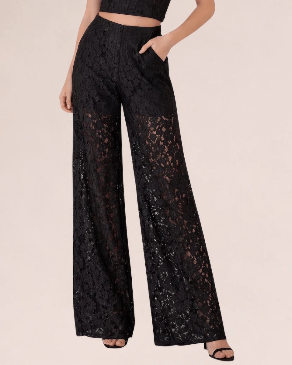 Lace Wide - Leg Pants – Nero - ELLY