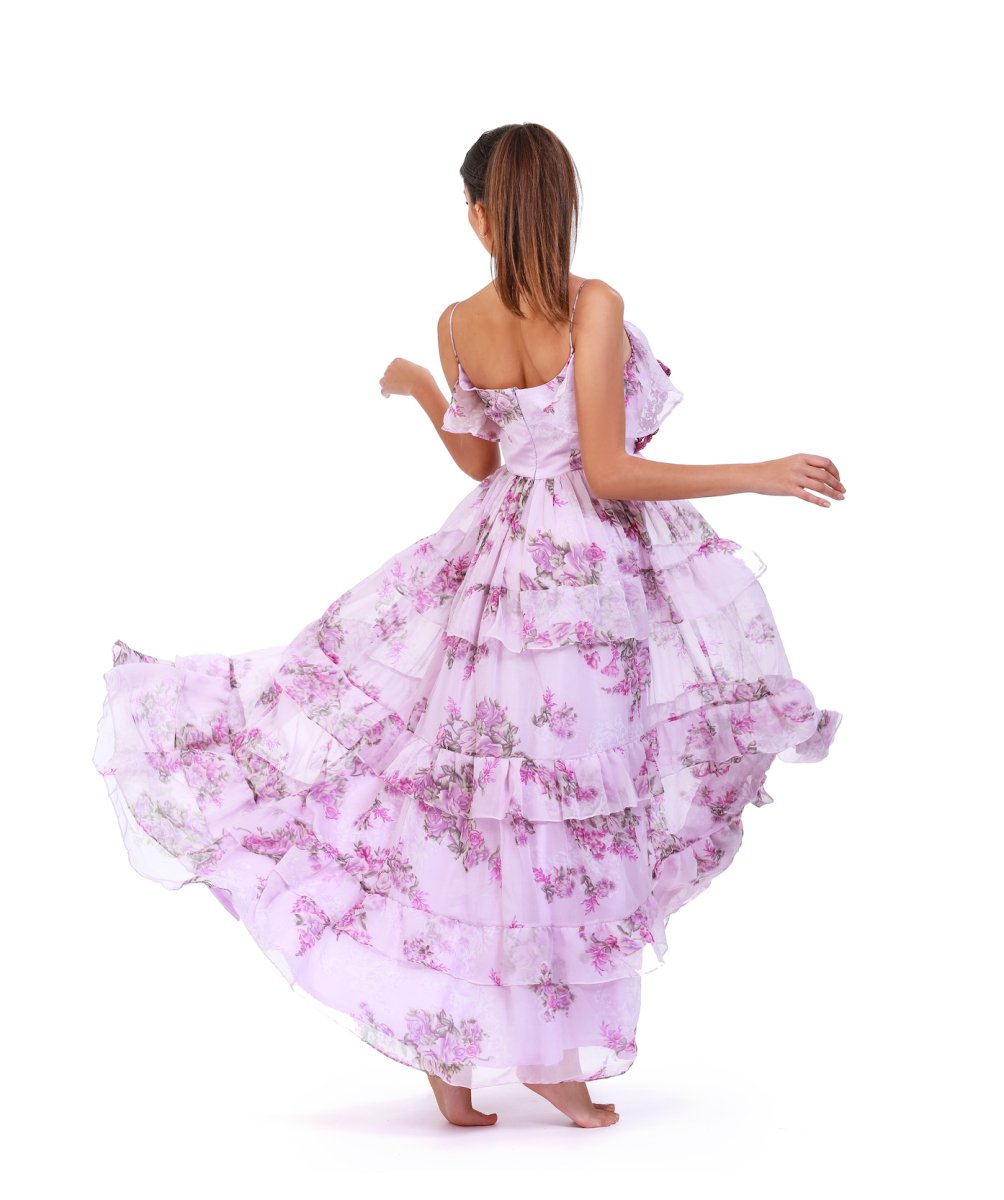 Lavender Blossom Flowy Floral Maxi Dress | ELLY Floral Print / Chiffon / Large Lavender Blossom Flowy Floral Maxi Dress | ELLY Floral Print / Chiffon / Large