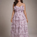 Lavender Blossom Flowy Floral Maxi Dress - ELLY