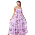 Lavender Blossom Flowy Floral Maxi Dress - ELLY