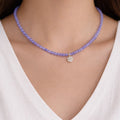 Lavender Jade Beaded Necklace with Zircon Charm - ELLY