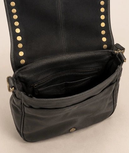 Leather Studded Crossbody Bag - ELLY