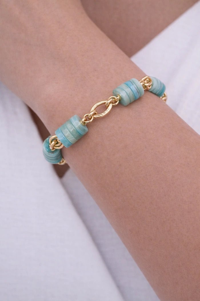 Light Blue Nacre Link Bracelet - ELLY