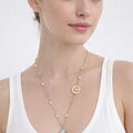 Light Blue Zircon Half - Moon Necklace - ELLY
