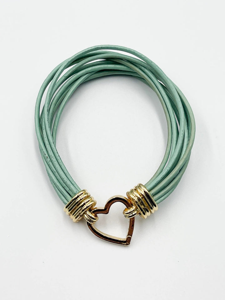 Light Green Leather Bracelet - ELLY