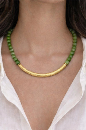 Light Green Volcano Stones Necklace - ELLY