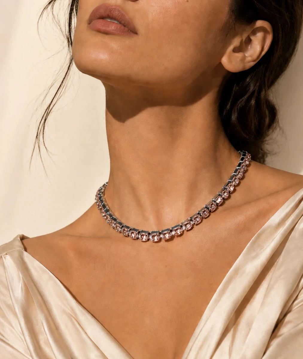 Light Peach Crystal Necklace – Argento - ELLY