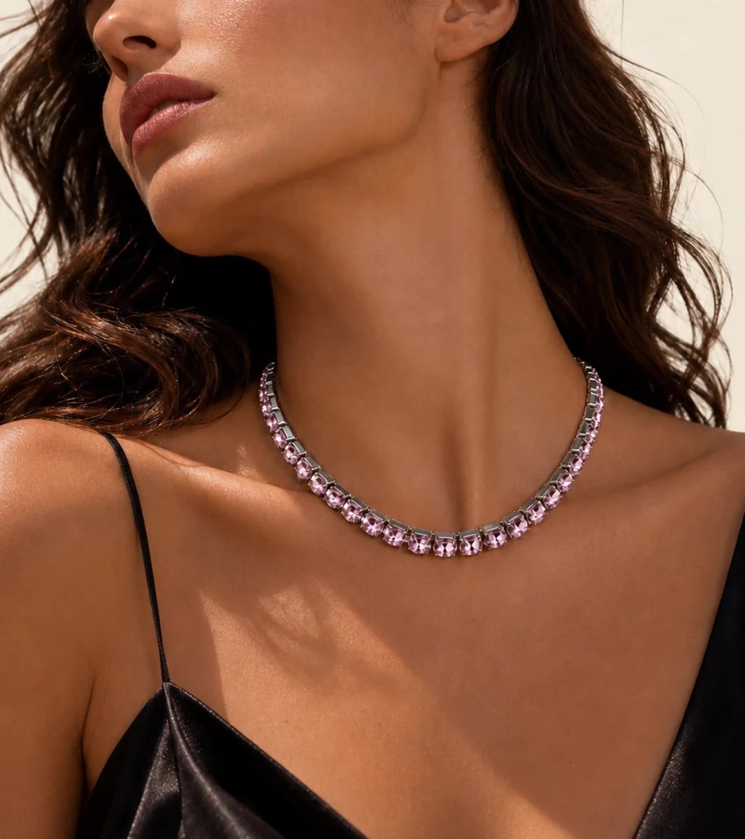 Light Rosa Crystal Necklace – Argento - ELLY