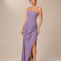 Lilac Drape Side - Slit Maxi Dress - ELLY